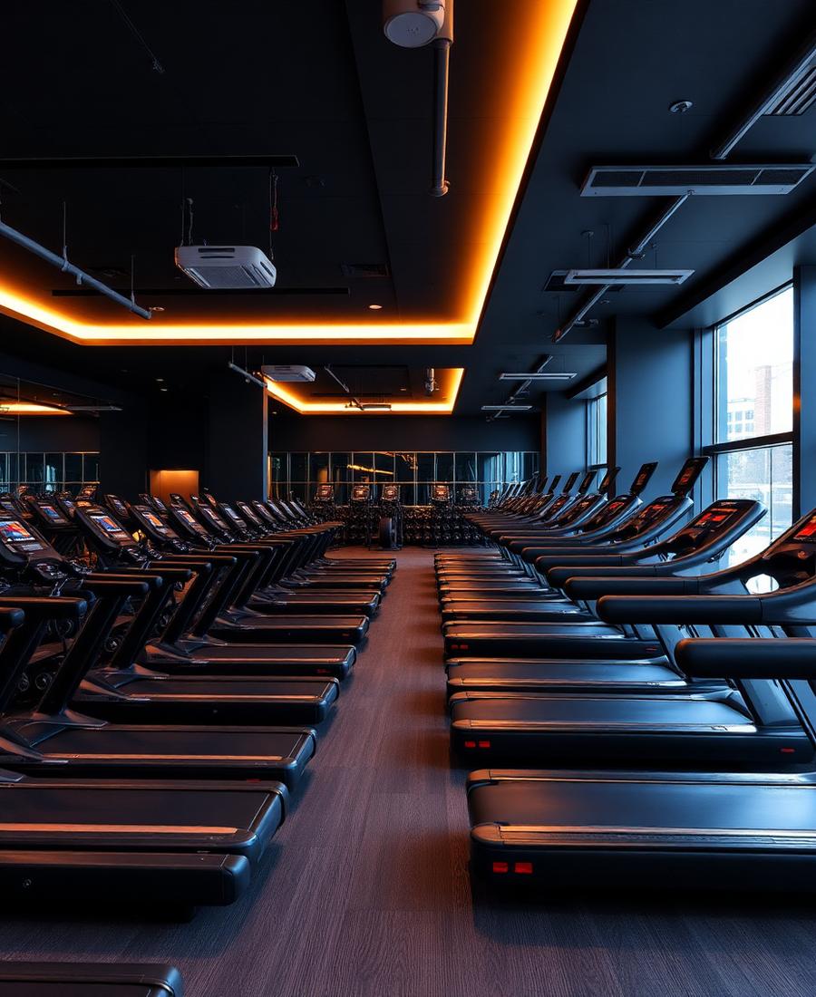 Upscale fitness club interior